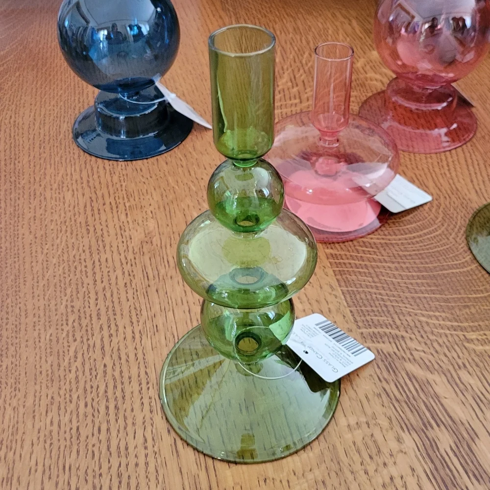 Huntington Home Glass Candle Holder - Green Tall - Picture 2 of 6